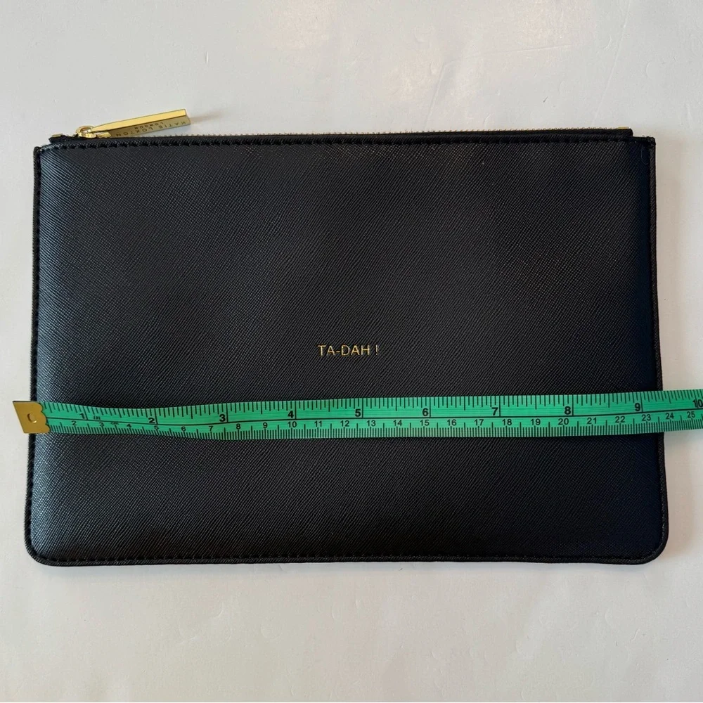 Katie Loxton Ta Dah Perfect Pouch Wallet Vegan Faux Leather Black Saffiano Gold